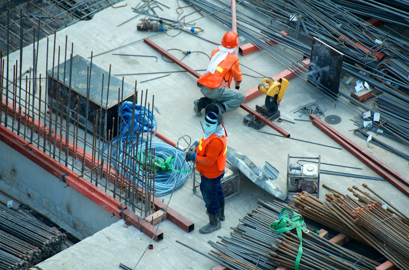 Construction crew at work on a job site